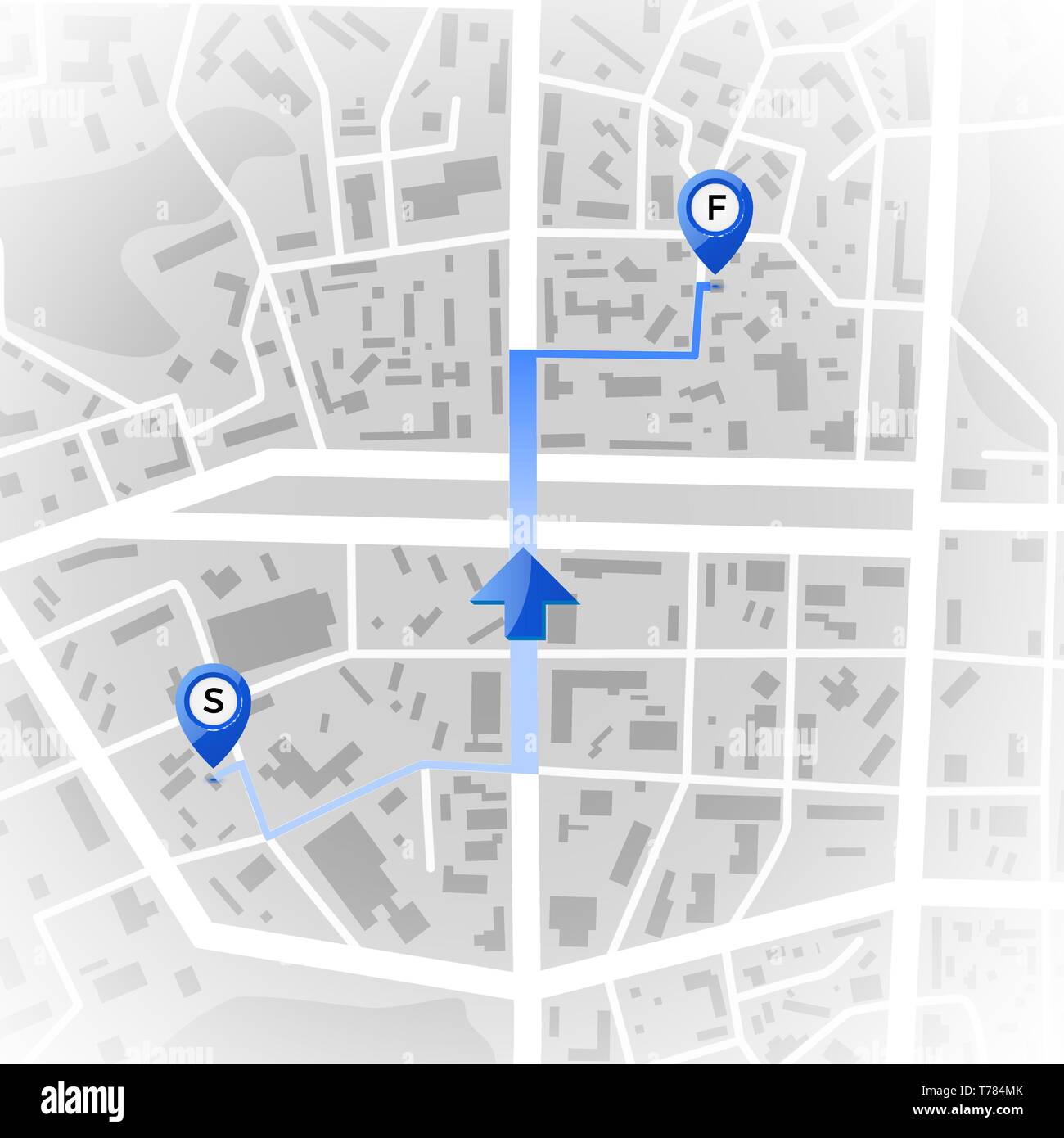 Abstrakte Stadtplan. GPS und Navigation Konzept. Reiseroute. Drucken mit Stadt Topographie. Stadt Wohnviertel. Vector Illustration Stock Vektor
