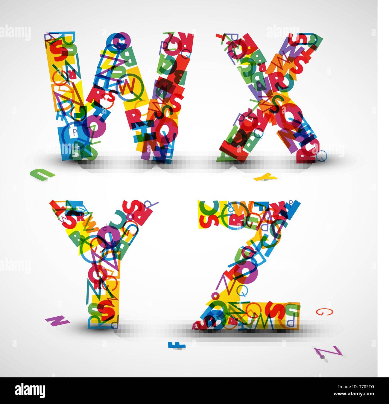 Vector font aus Farbe Buchstaben des Alphabets Stock Vektor