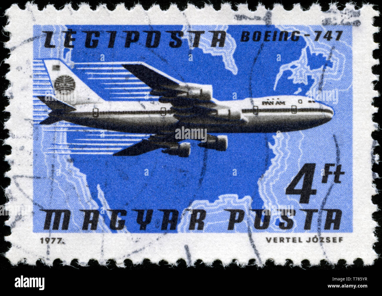 Briefmarke aus Ungarn im Airpost - Flugzeuge und Fluggesellschaften, Karten der Serie 1977 ausgestellt Stockfoto