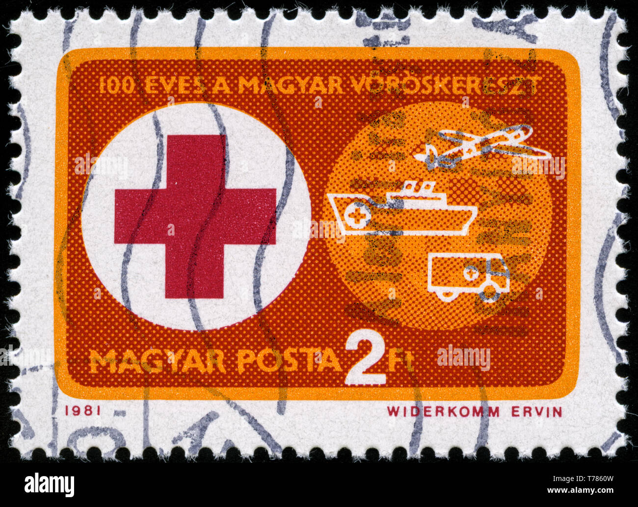 Briefmarke aus Ungarn in das Rote Kreuz in der Serie 1981 Stockfoto