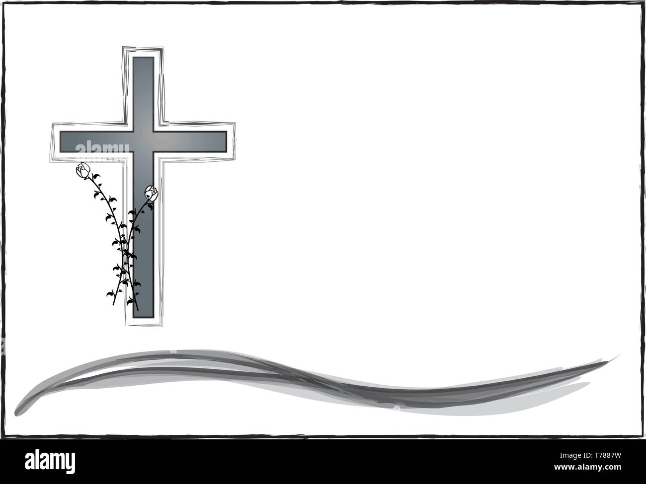 Tod, Sterben, Verkündigung, Grab, Trauer, Kreuz, Vector, Beerdigung Stock Vektor