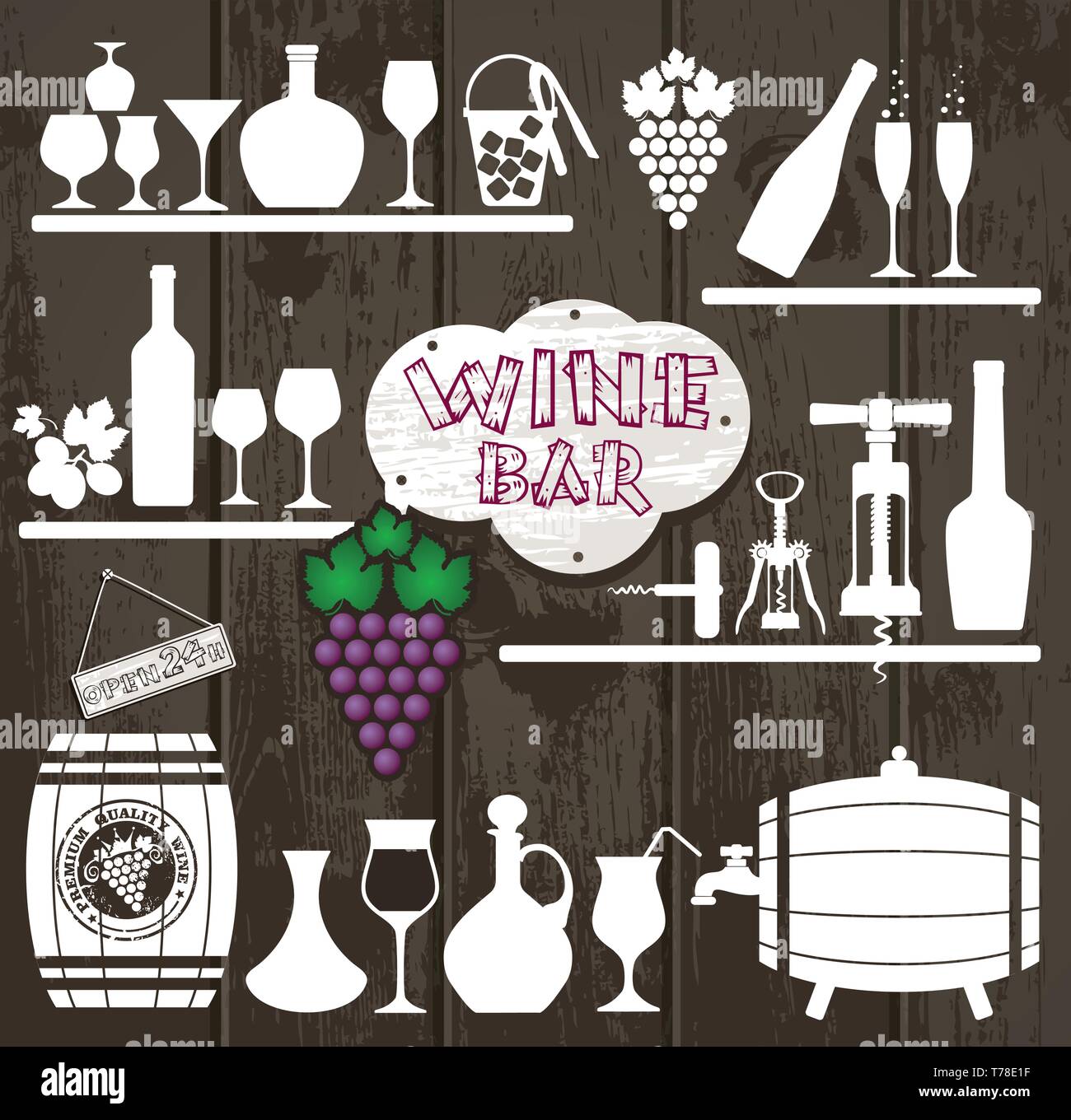 Wein Symbole Design. Vector lieferbar Abbildung. Stock Vektor