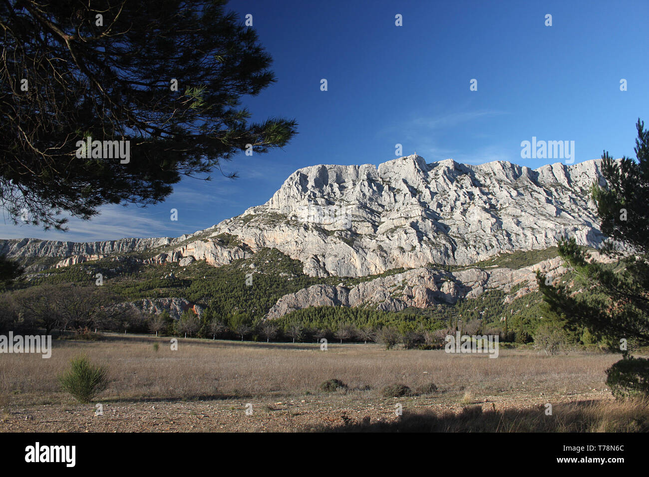 Der Montagne Sainte Victoire, nördlich von Aix-en-Provence. Es war ein beliebtes Thema der Inspiration für die impressionistischen Maler Paul Cezanne Stockfoto