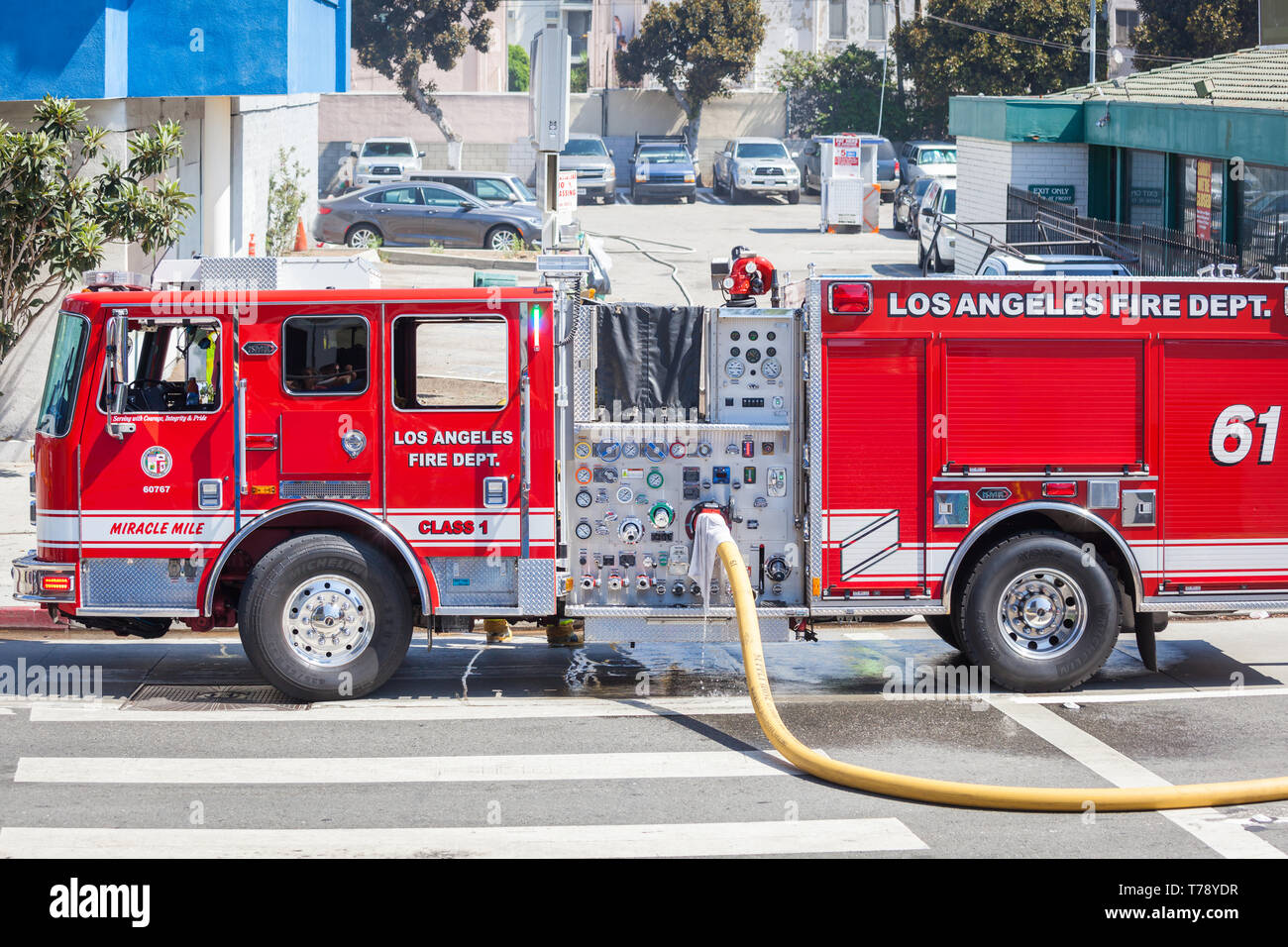 Los Angeles, Kalifornien - May 29, 2017: Los Angeles fire truck in Gebrauch Stockfoto