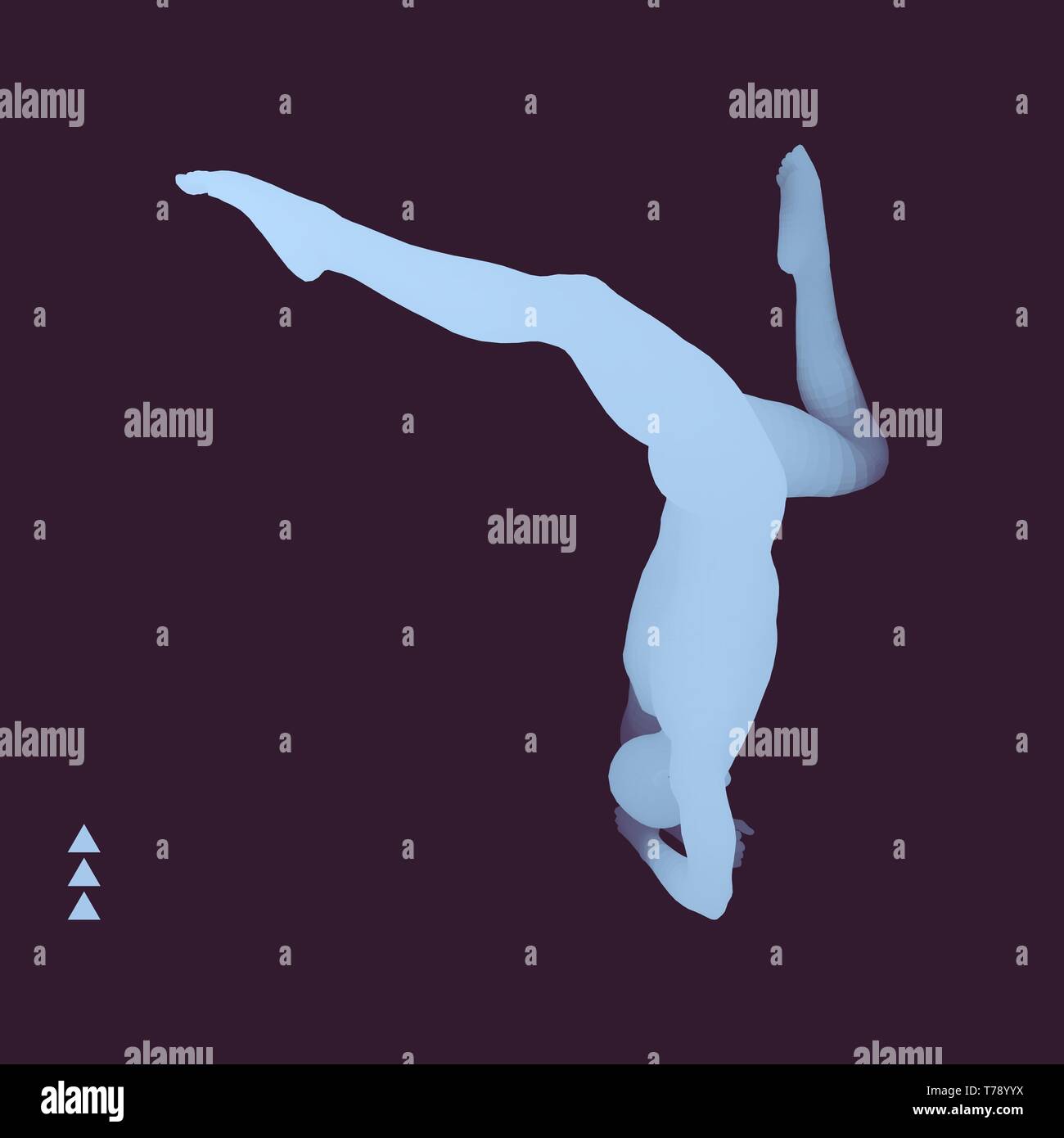 Breakdance und Hiphop Konzept. Silhouette einer Tänzerin. 3D-Modell des Menschen. Menschlichen Körper. Sport Symbol. Design Element. Vector Illustration. Stock Vektor