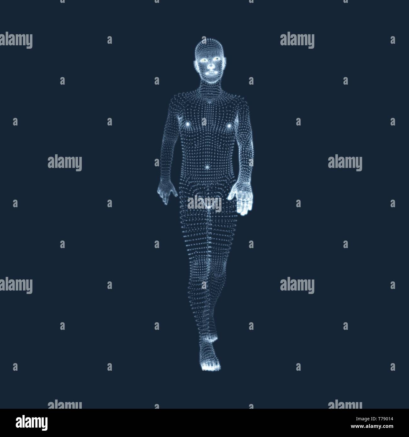 Walking Man. 3D-Modell des menschlichen Körpers. Geometrischen Design. Vector Illustration. Stock Vektor
