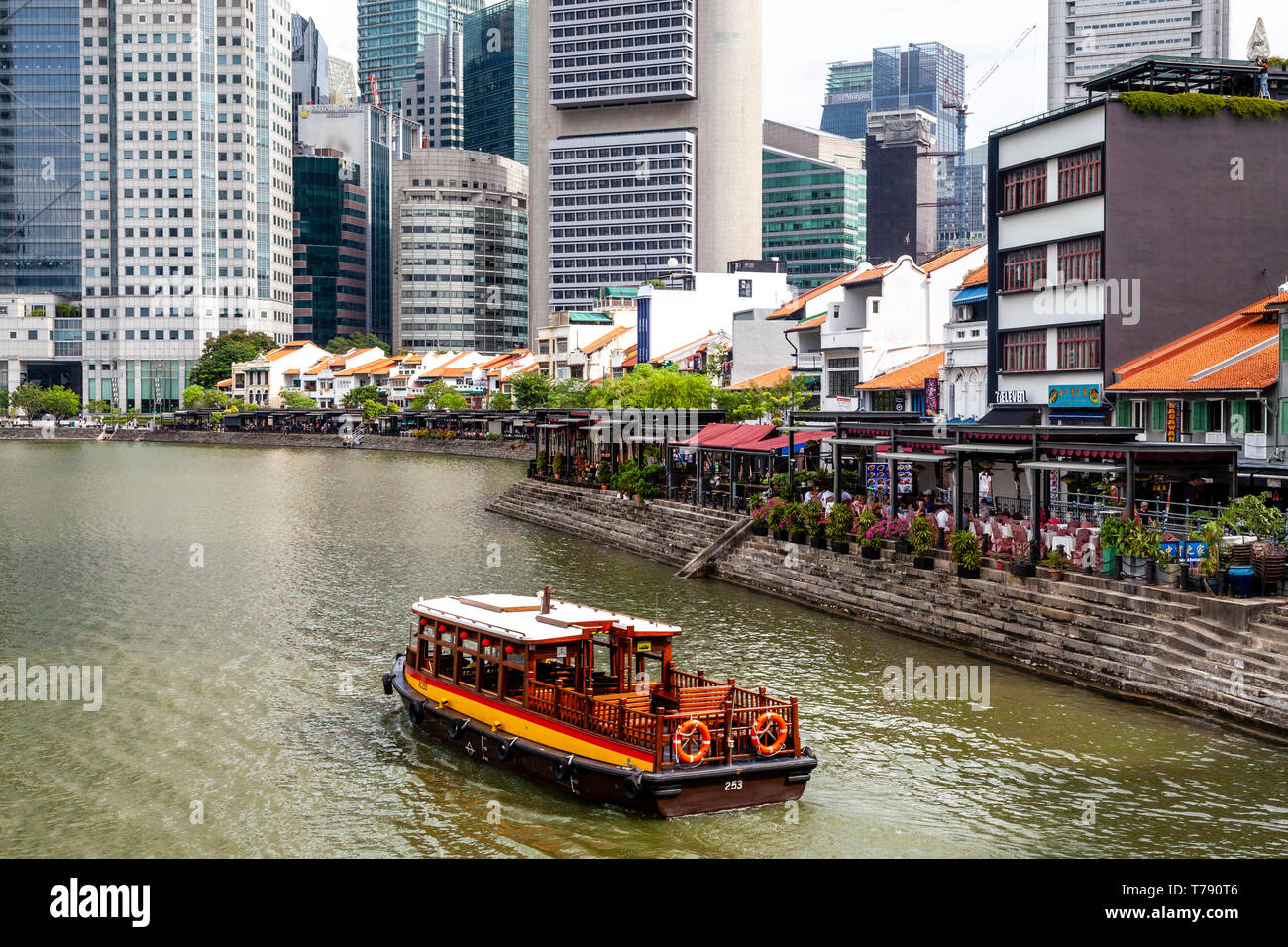 Bootsfahrten auf dem Boat Quay, Singapur, Südostasien Stockfoto