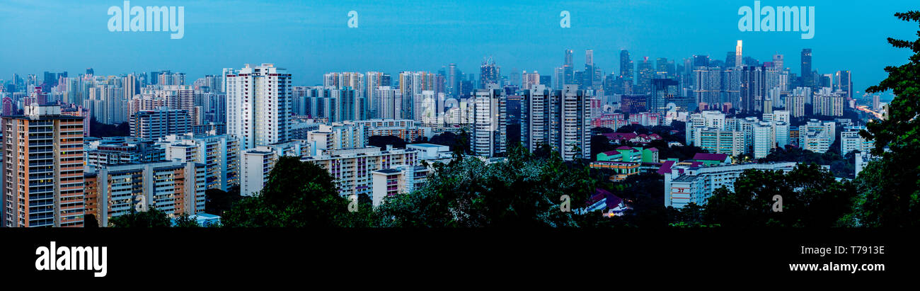 Ein Panorama auf die Skyline von Singapur, Singapur, Asien Stockfoto