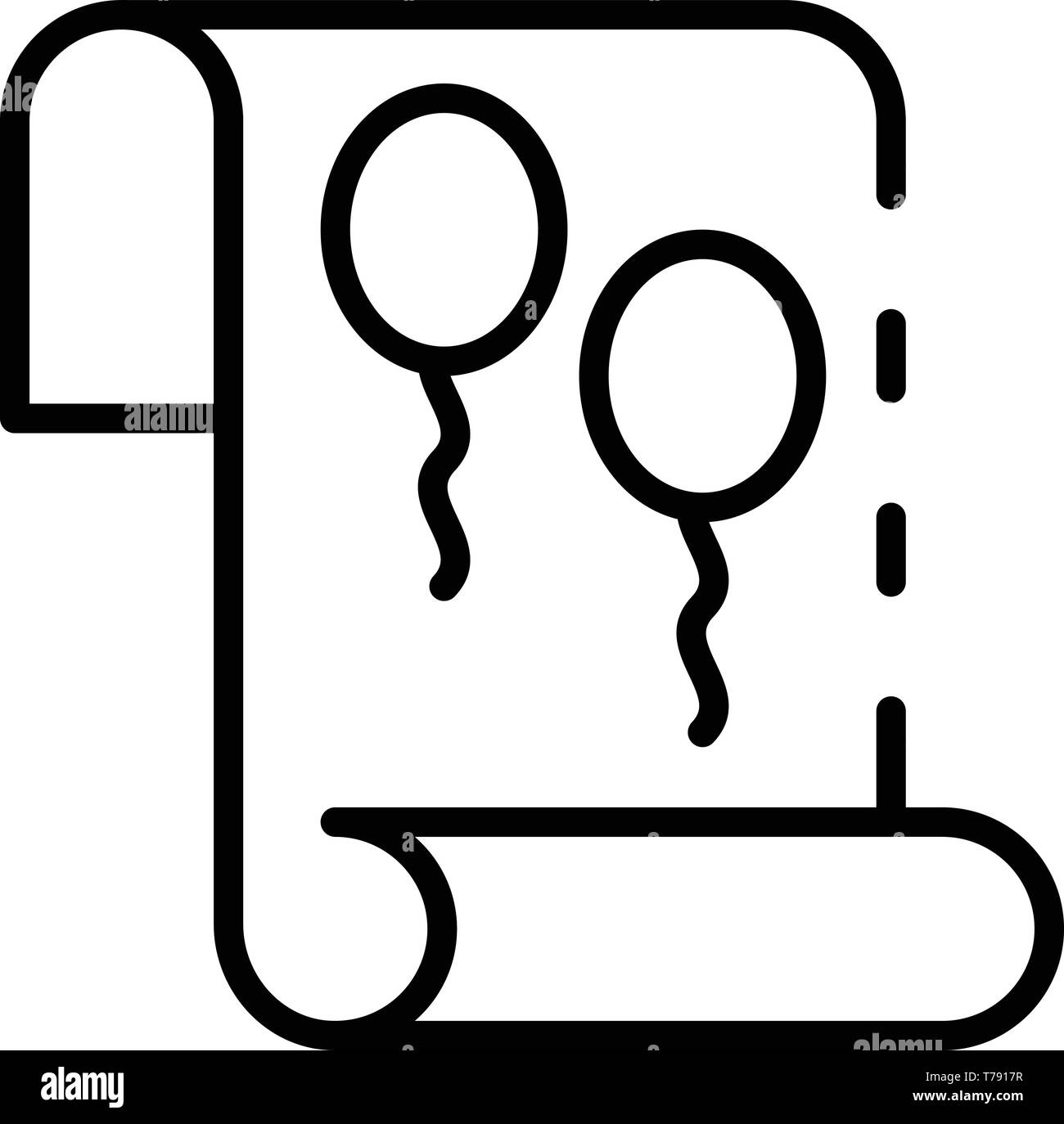 Papier Gruß mit Ballons Icon, outline Style Stock Vektor