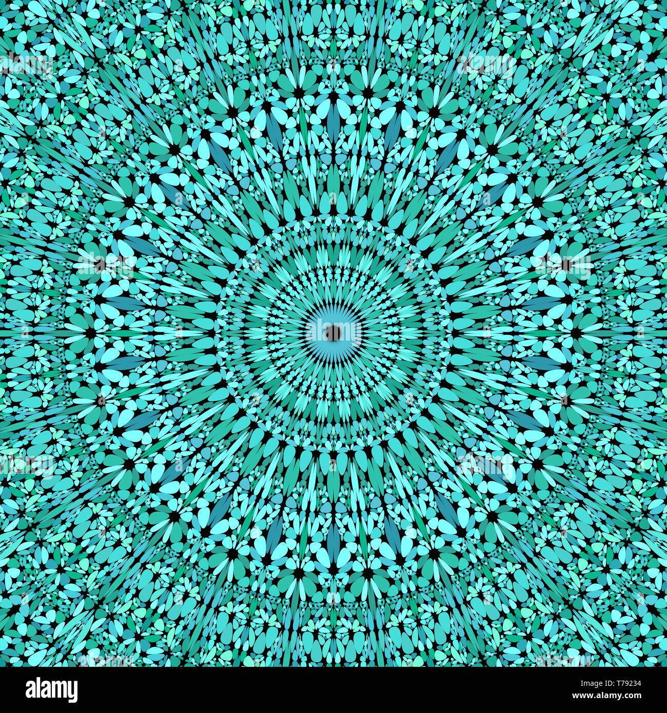 Türkis abstrakte Blütenblatt Kaleidoskop mandala Hintergrund - Vektorgrafik Stock Vektor