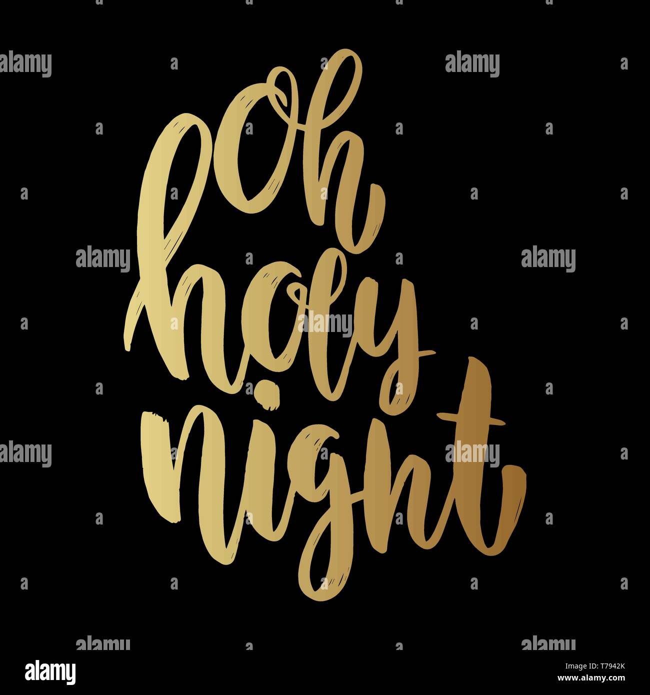 Oh Heilige Nacht. Schriftzug Phrase auf dunklem Hintergrund. Design Element für Poster, Karten, Banner. Vector Illustration Stock Vektor