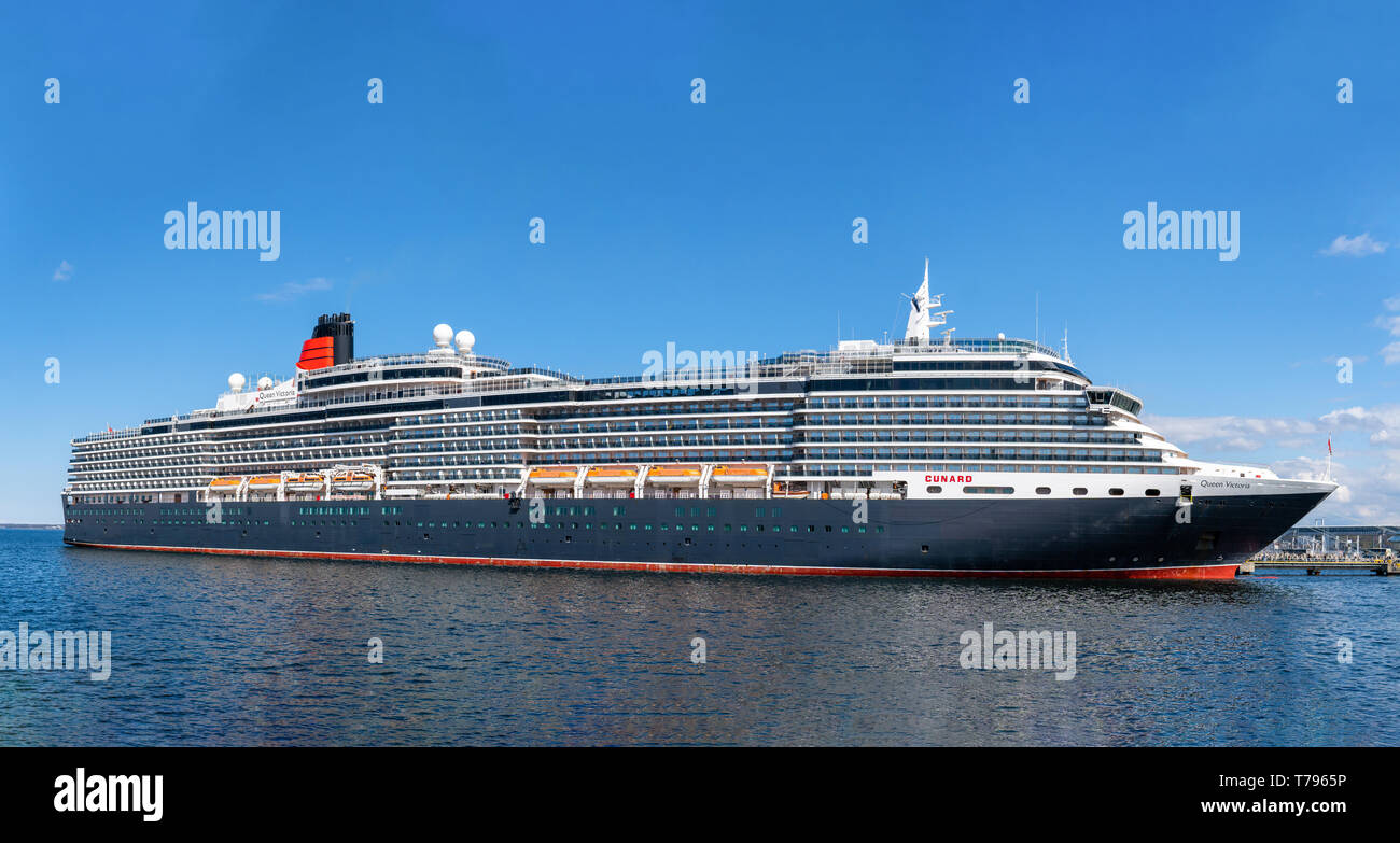 Kreuzfahrtschiff Queen Victoria Cunard Schiff der Flotte in den Hafen von vanasadam Tallinn in Estland. Kreuzfahrt in der Ostsee. Ostsee Reisen Stockfoto