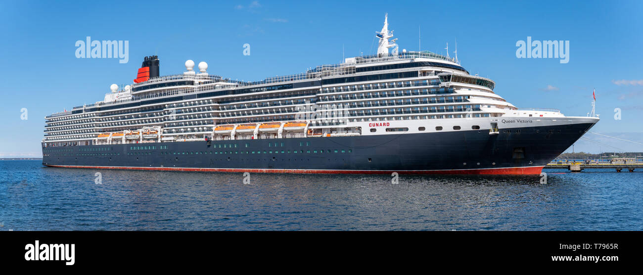 Kreuzfahrtschiff Queen Victoria Cunard Schiff der Flotte in den Hafen von vanasadam Tallinn in Estland. Kreuzfahrt in der Ostsee. Ostsee Reisen Stockfoto