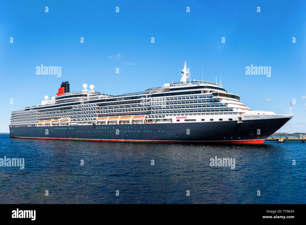 Kreuzfahrtschiff Queen Victoria Cunard Schiff der Flotte in den Hafen von vanasadam Tallinn in Estland. Kreuzfahrt in der Ostsee. Ostsee Reisen Stockfoto