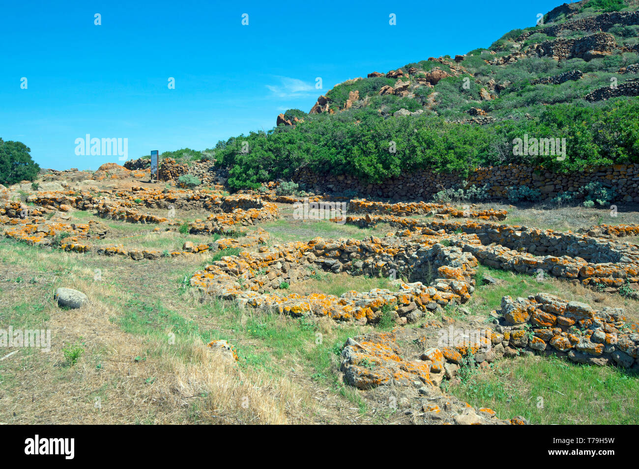 Prähistorisches Dorf "La Montagnola", Capo Graziano Insel, Kap, Filicudi Äolischen Inseln, Sizilien, Italien, Europa Stockfoto