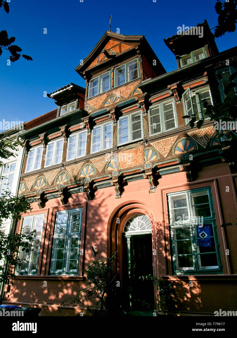 Frame house Bei der St. Nicolaikirche in Lüneburg, Deutschland. Stockfoto