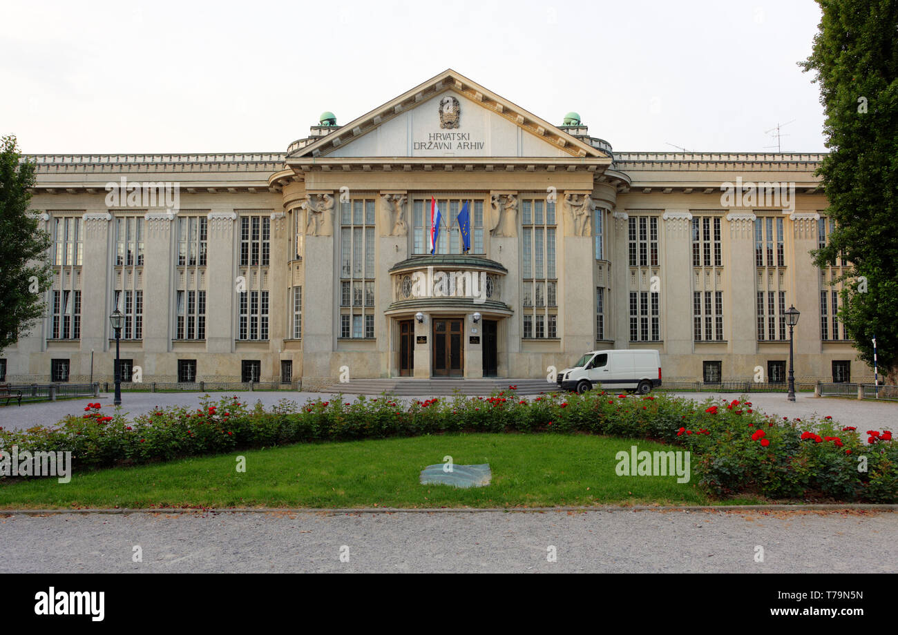 Kroatischen nationalen Staatsarchiv Gebäude in Zagreb, Kroatien Stockfoto