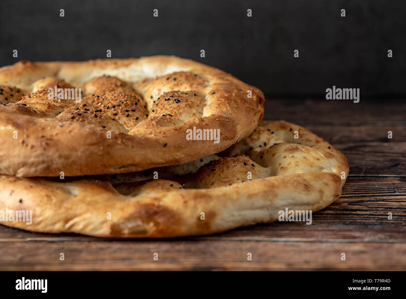 Ramadan Pita (Ramazan Pidesi) Traditionelles türkisches Brot für heilige Monat Ramadan Stockfoto