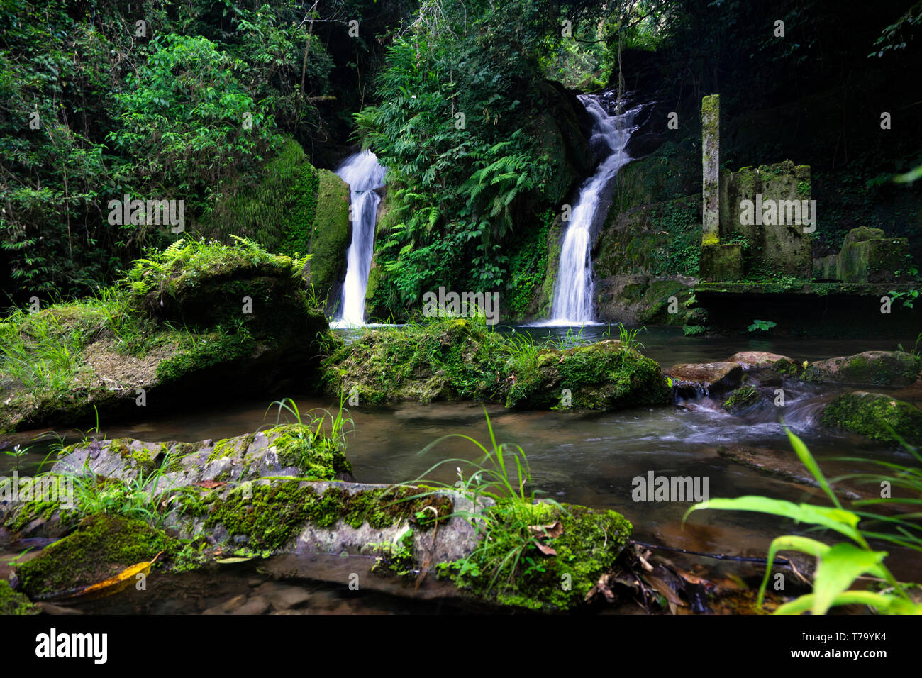 Wasserfall Cachoeira Taquaruvira in Iporanga, Brasilien Stockfoto