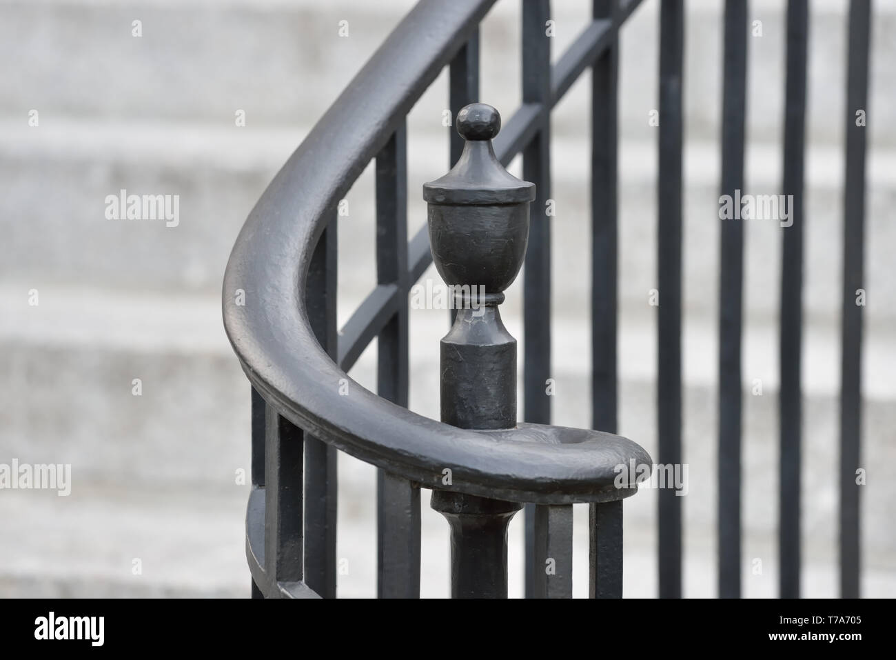 Schmiedeeiserne Geländer und Finial, Detail Stockfoto