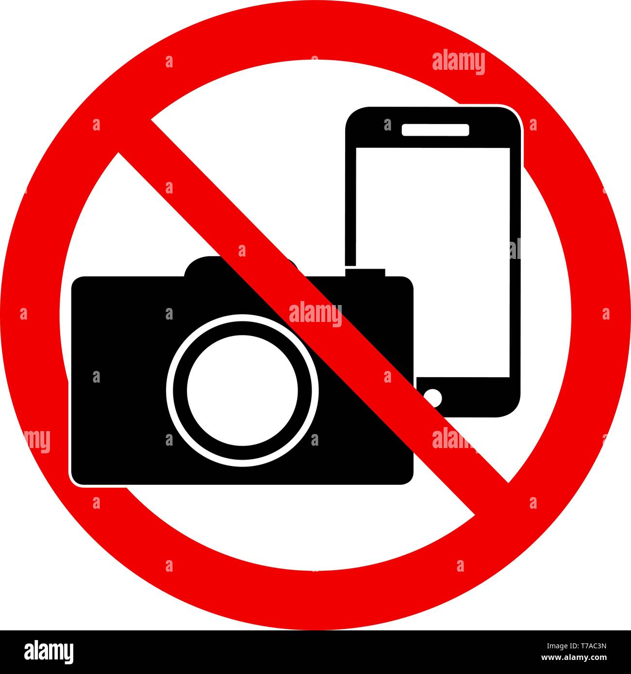 Ein Foto und Handy verboten Warnschild Vector Illustration Stock Vektor