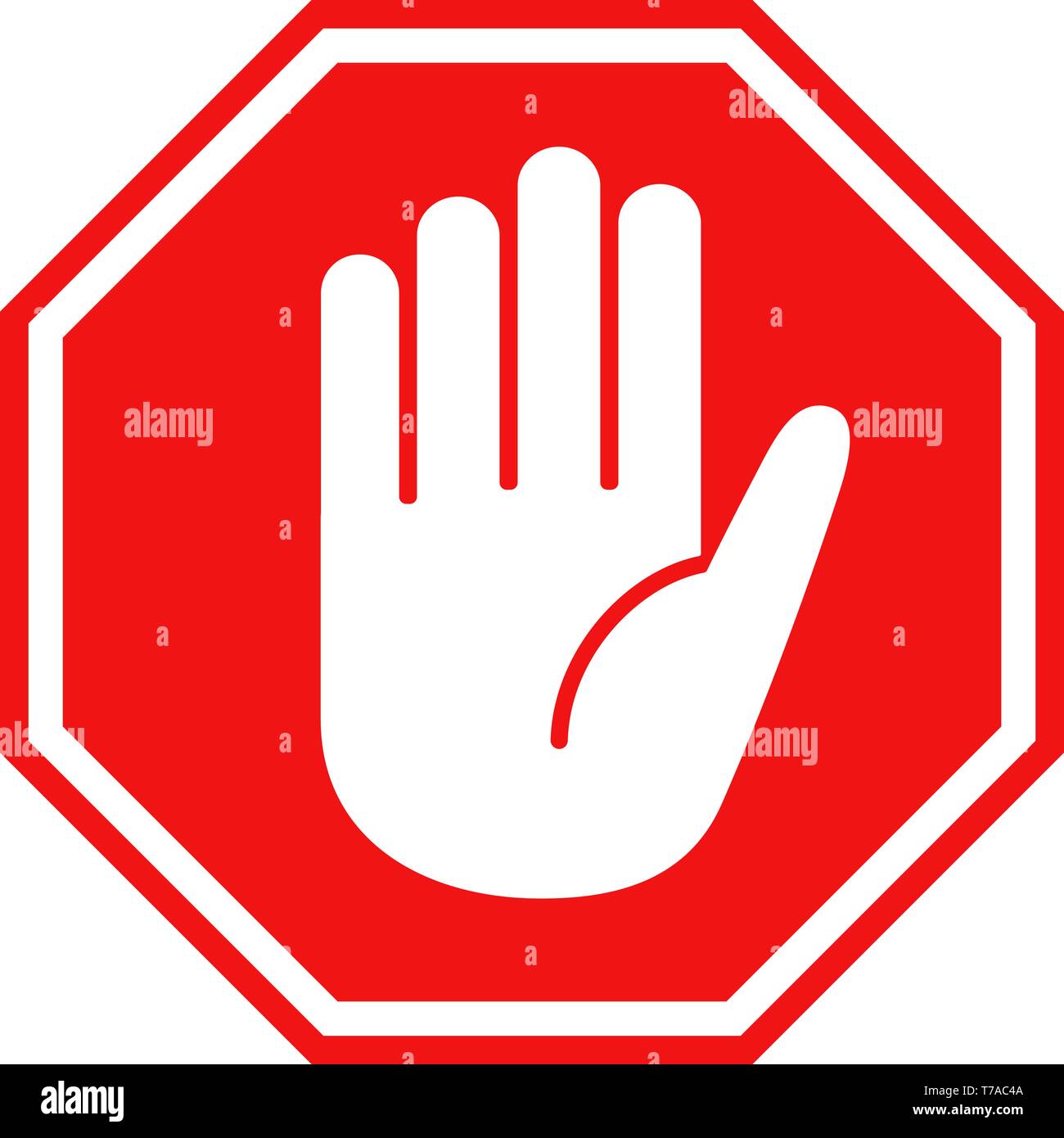 Einfache rote STOP-Beschilderung mit großen Hand Symbol Vektor illustration Stock Vektor