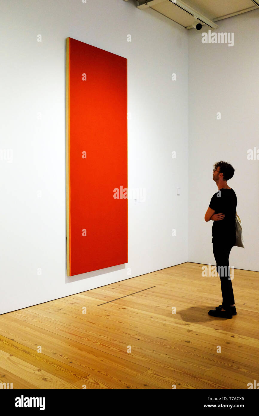 Barnett Newmans Tag einer, (1951-52) Display im Whitney Museum der amerikanischen kunst New York City USA. Stockfoto