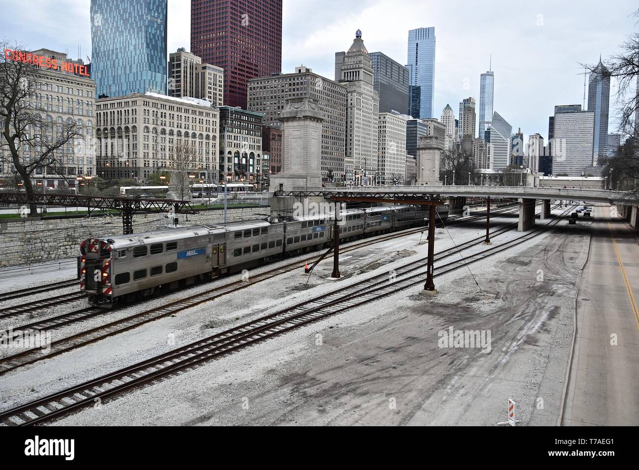 Das Congress Hotel entlang der Millennium Park, Chicago, Illinois Stockfoto