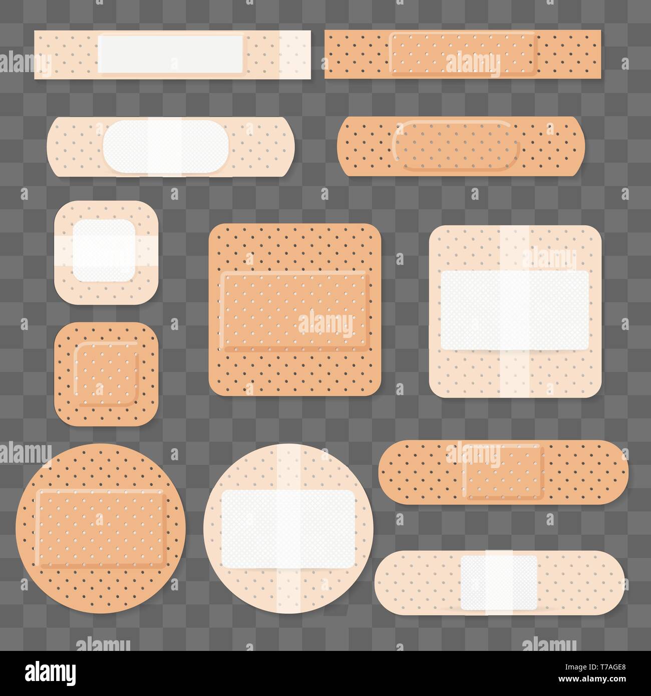 Behandlung aids medizinische Pflaster. Dressing Putze, wunde Kreuz verputzen Band und porösen Verband gipser Vector Illustration Stock Vektor
