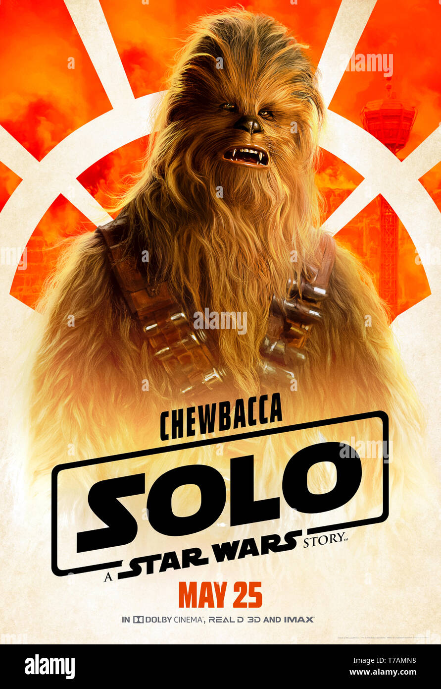 Solo: ein Star Wars Geschichte (2018) unter der Regie von Ron Howard und Hauptdarsteller Joonas Suotamo wie die jüngeren Chewbacca. Stockfoto