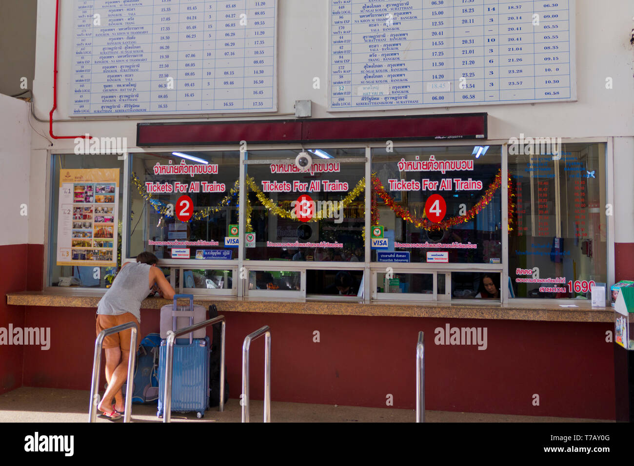 Surat Thani Bahnhof, Ticket Counter, Phun PHIN, Thailand Stockfoto