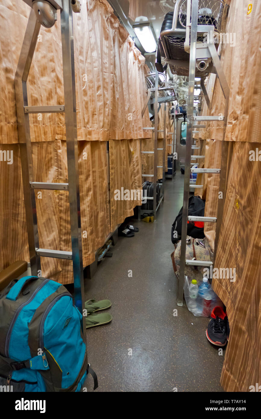 2. Klasse über Nacht schlafen Zug Auto, Thailand Stockfoto