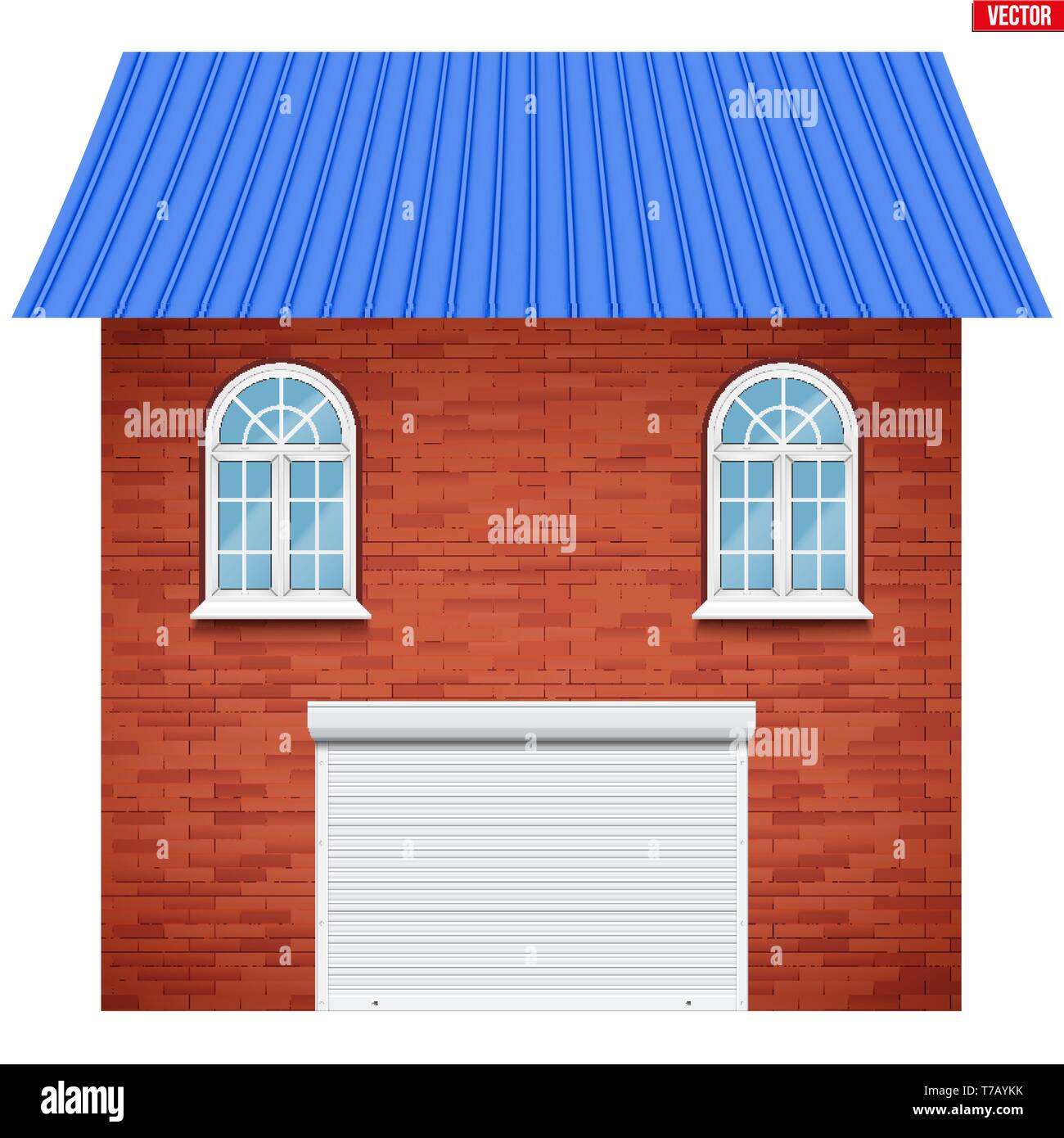 Haus und Garage mit Rolltor system Stock Vektor