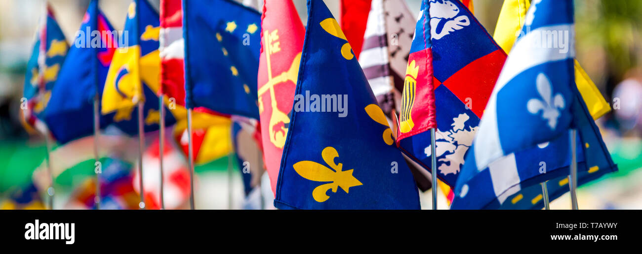 Horizontale Ansicht Flagge Cannes, Frankreich Stockfoto