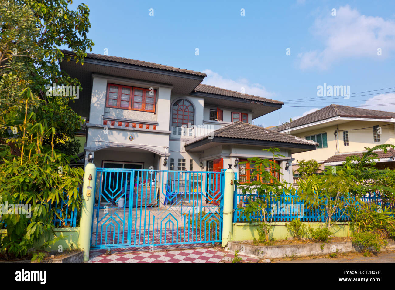 Wohn- häuser, Park, Stadt, Dorf, Prawet, Bangkok, Thailand Stockfoto