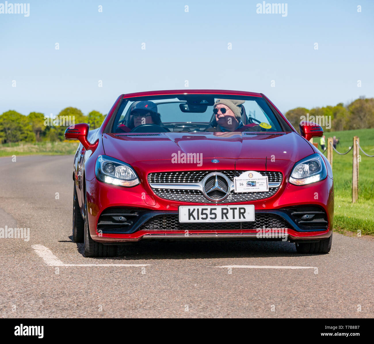 Classic Car cabrio Mercedes Benz Sportwagen Archerfield Immobilien. North Berwick Rotary Club Oldtimer Tour 2019, East Lothian, Schottland, Großbritannien Stockfoto
