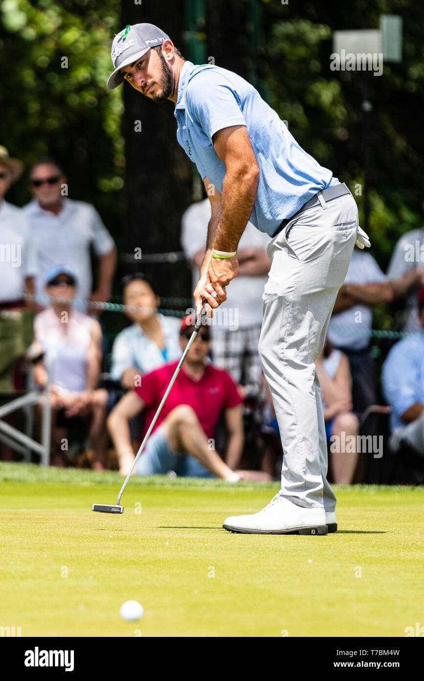 Max Homa während der PGA Tour Wells Fargo Meisterschaft am Samstag Mai 4, 2019 at Quail Hollow Country Club in Charlotte, NC. Jakob Kupferman/CSM Stockfoto