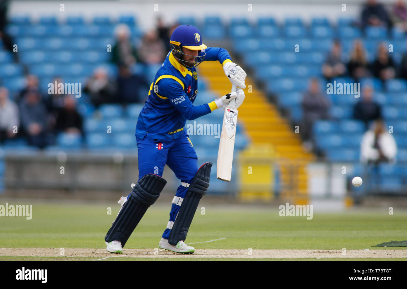 Emerald Headingley Stadium, Leeds, West Yorkshire, UK. 6. Mai 2019. Scott Stahl von Durham Lions schlagen während der Royal London einen Tag Pokalspiel Yorkshire Viking vs Durham Lions im Emerald Headingley Stadium, Leeds, West Yorkshire. Credit: Touchlinepics/Alamy leben Nachrichten Stockfoto