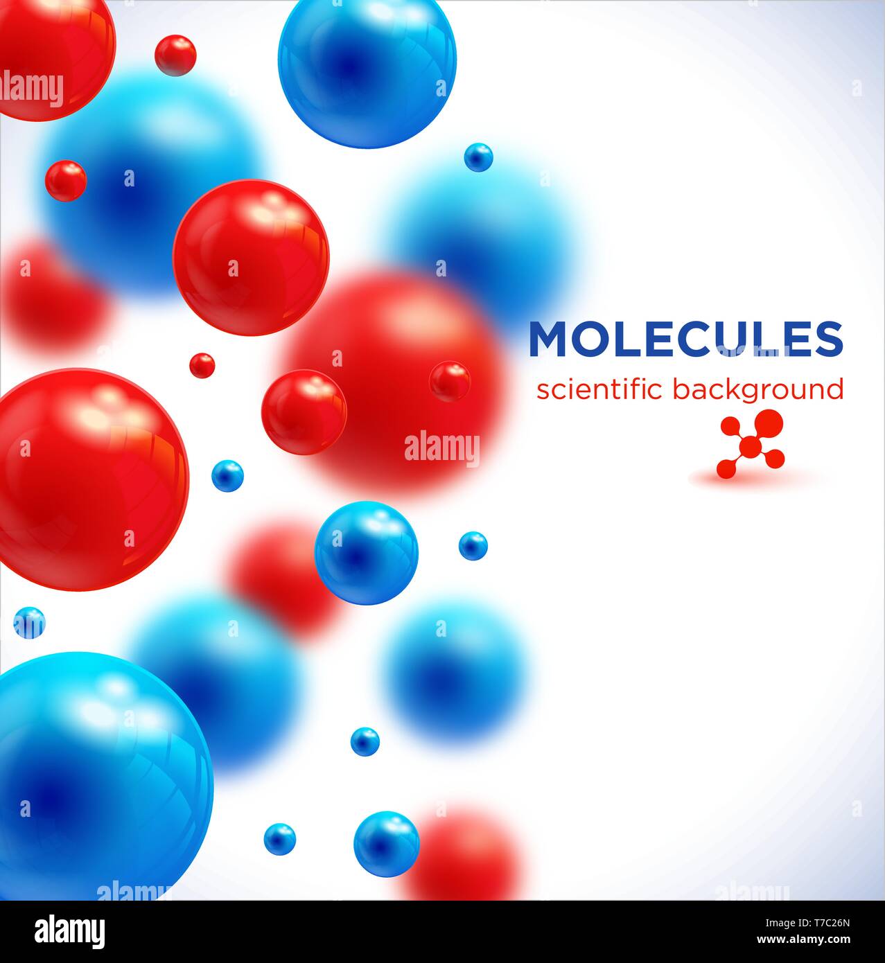 Blaue und rote Moleküle, vector Hintergrund. 3D-Molekül. Stock Vektor