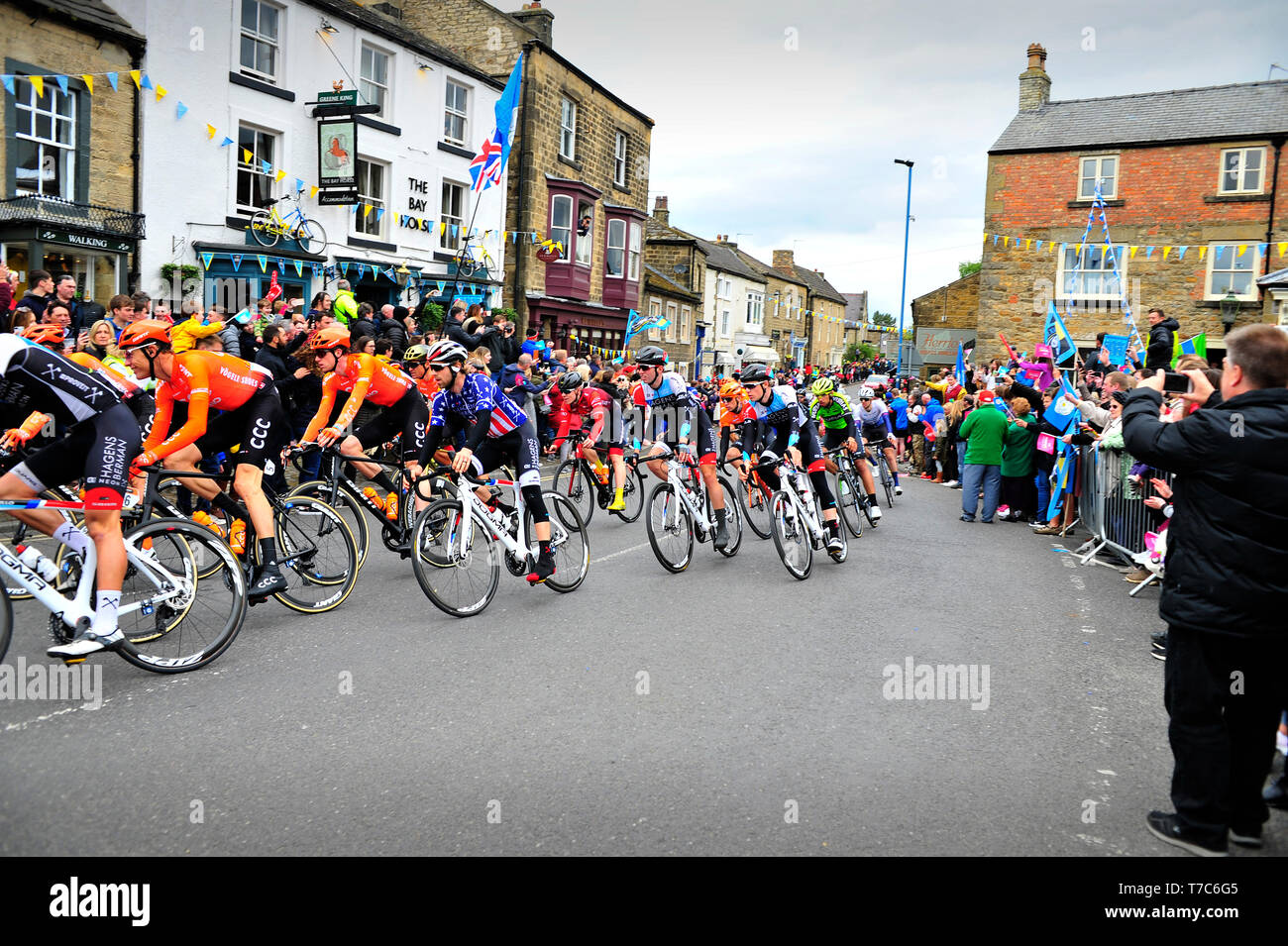 Tour de Yorkshire mens Rennen Masham North Yorkshire England Großbritannien Stockfoto