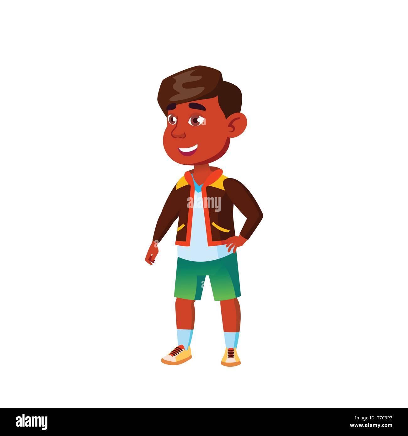 Indisches Kind Junge Cartoon Isoliert Vector Illustration Stock Vektorgrafik Alamy