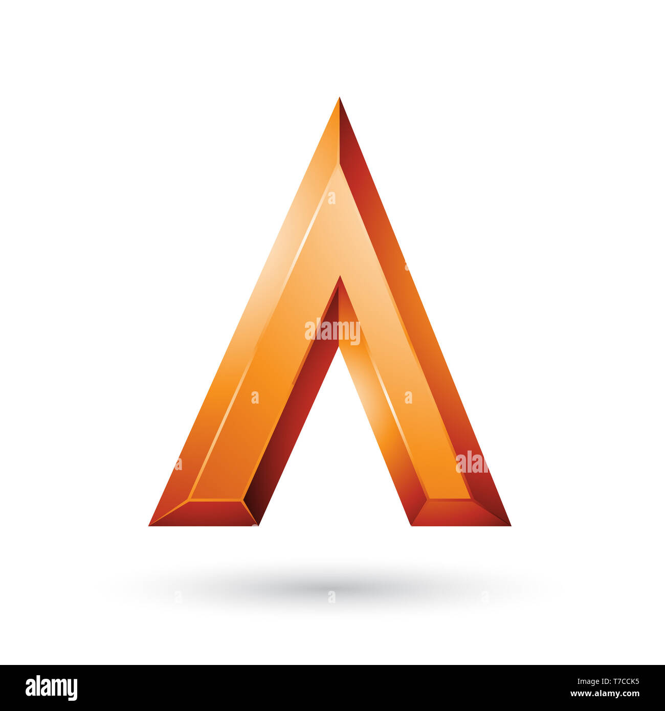 Vector Illustration von Orange glänzend Geometrische Brief einer isoliert auf weißem Hintergrund Stockfoto