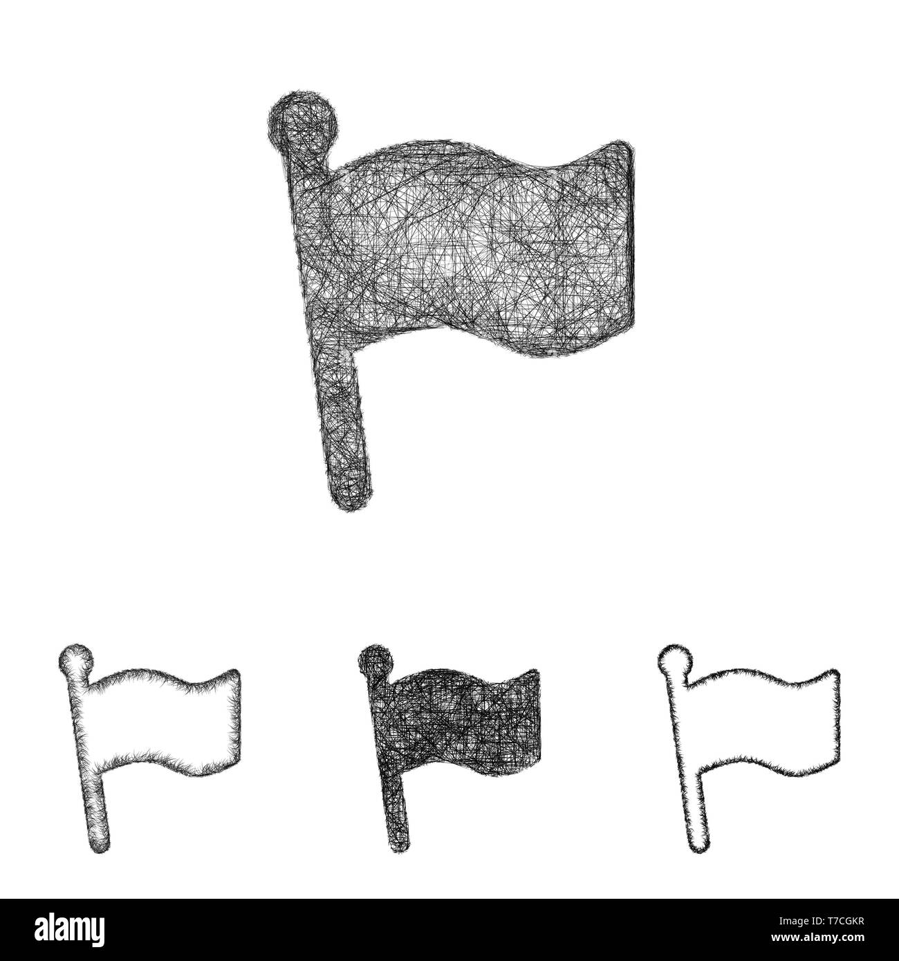 Flag Icon-Set - Strichzeichnungen zu skizzieren Stock Vektor