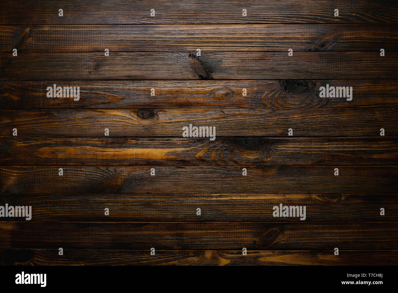 Natürliche rustikale Holz Hintergrund. Holz Textur. Tabelle der leeren dunklen rustikalen Planken oben flach. Stockfoto