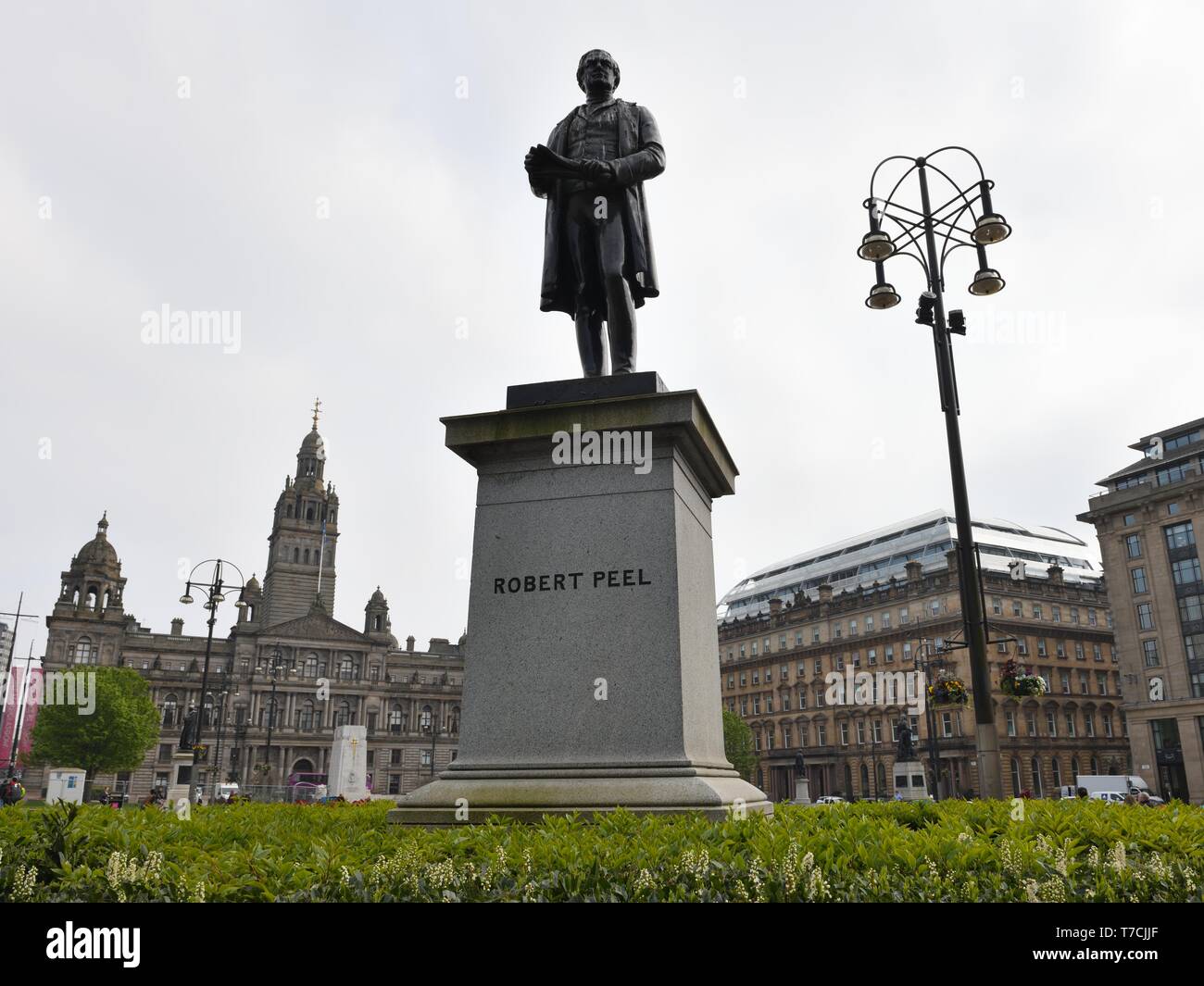 Robert Peel Statue auf dem George Square, Glasgow, Schottland, Großbritannien, Europa Stockfoto