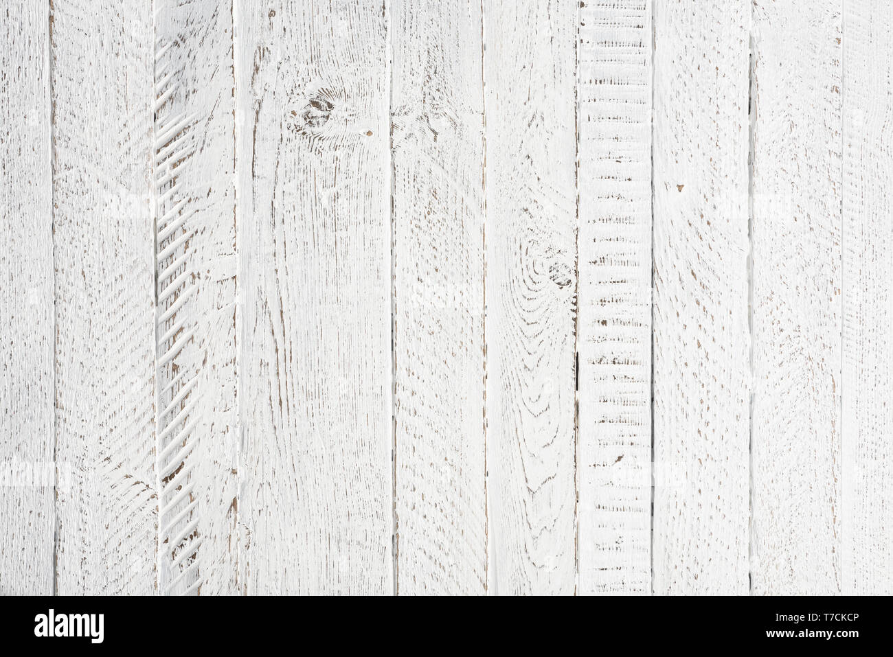 Vintage White Wood texture Hintergrund aus Planken, Ansicht von oben Stockfoto