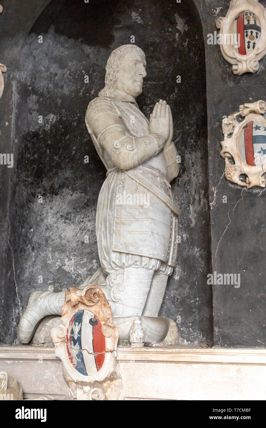 Denkmal von Nicholas Stein für Arthur Koks, Kirche des hl. Andreas, Bramfield, Suffolk, England, Grossbritannien, der starb, 1629 Stockfoto