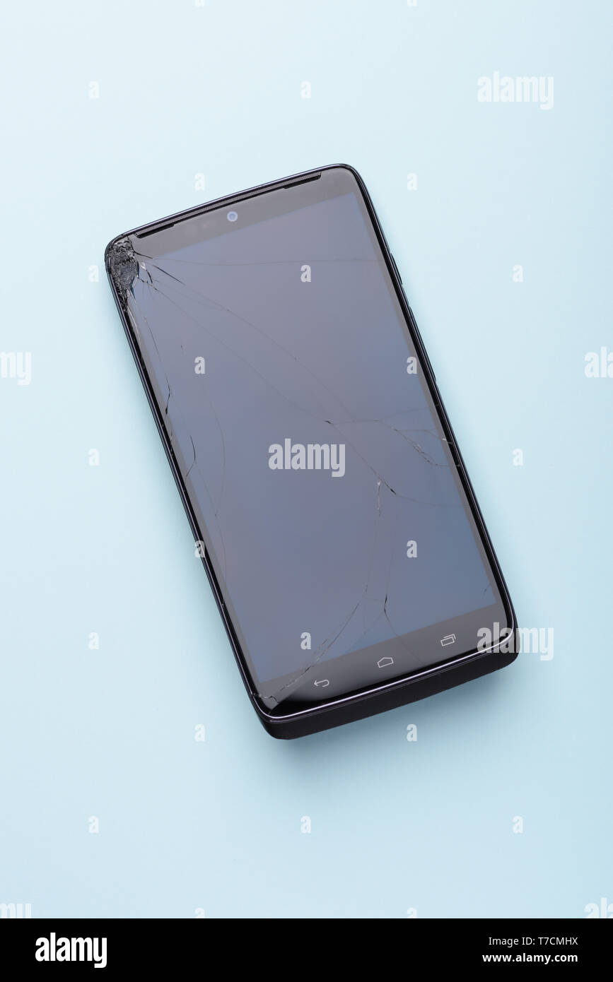 Mit Glasscherben-Telefon geknackt Touchscreen Smartphone Stockfoto