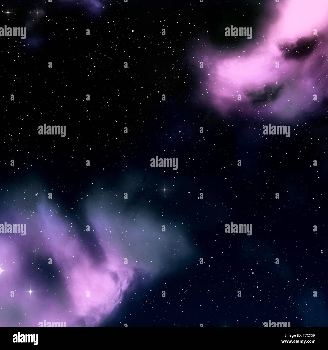 3D-Render eines Raumes Szene Hintergrund mit Nebel und Sterne Stockfoto