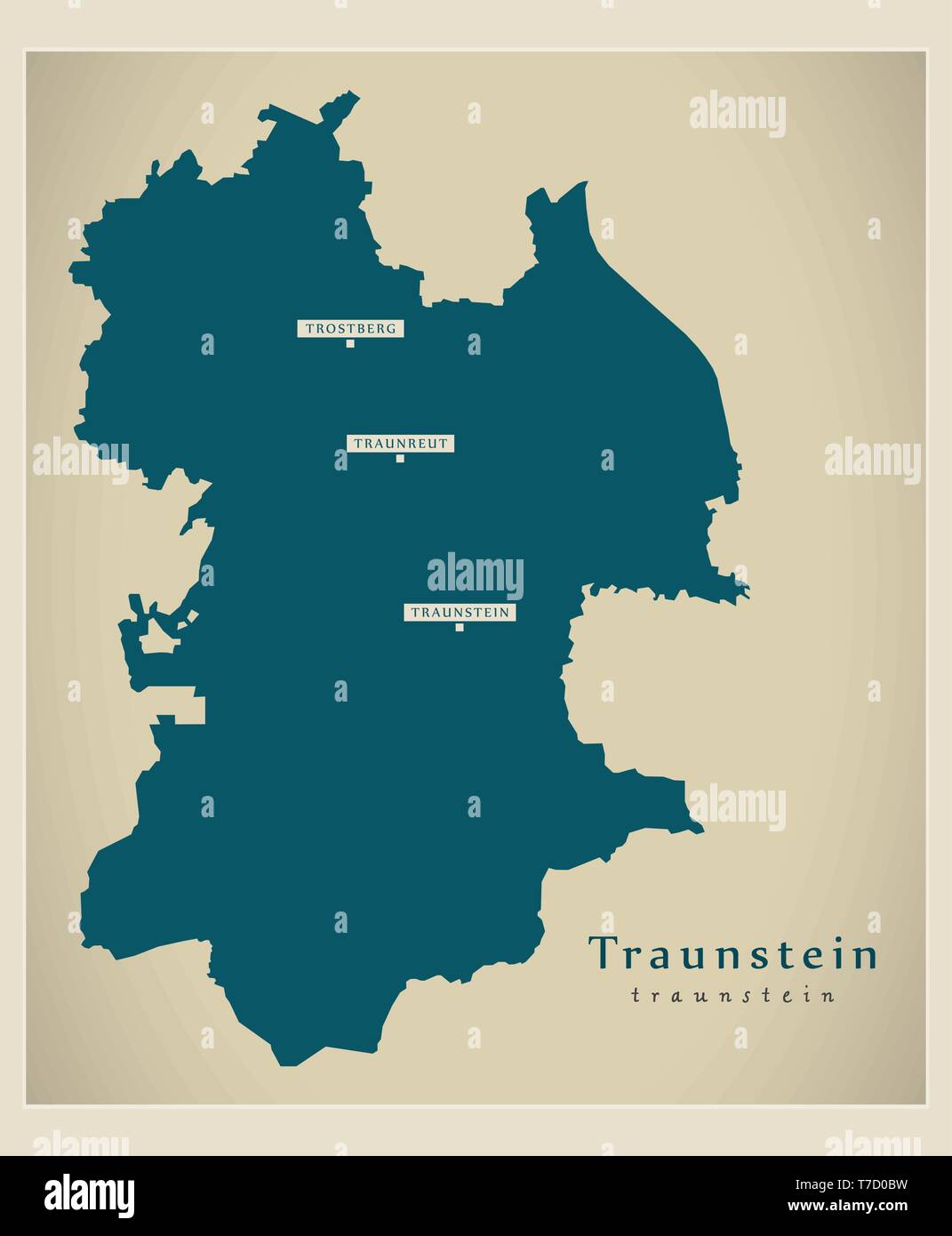 Moderne Karte - Landkreis Traunstein Bayern DE Stock Vektor